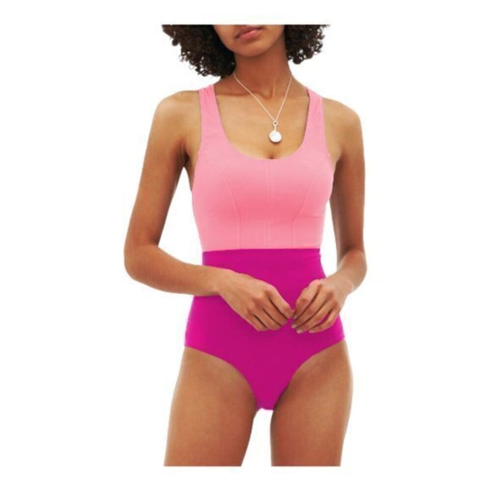 Swimsuit Racerback Padded Sport Pink 2-Tone Colorblock Size XL NWT #6280